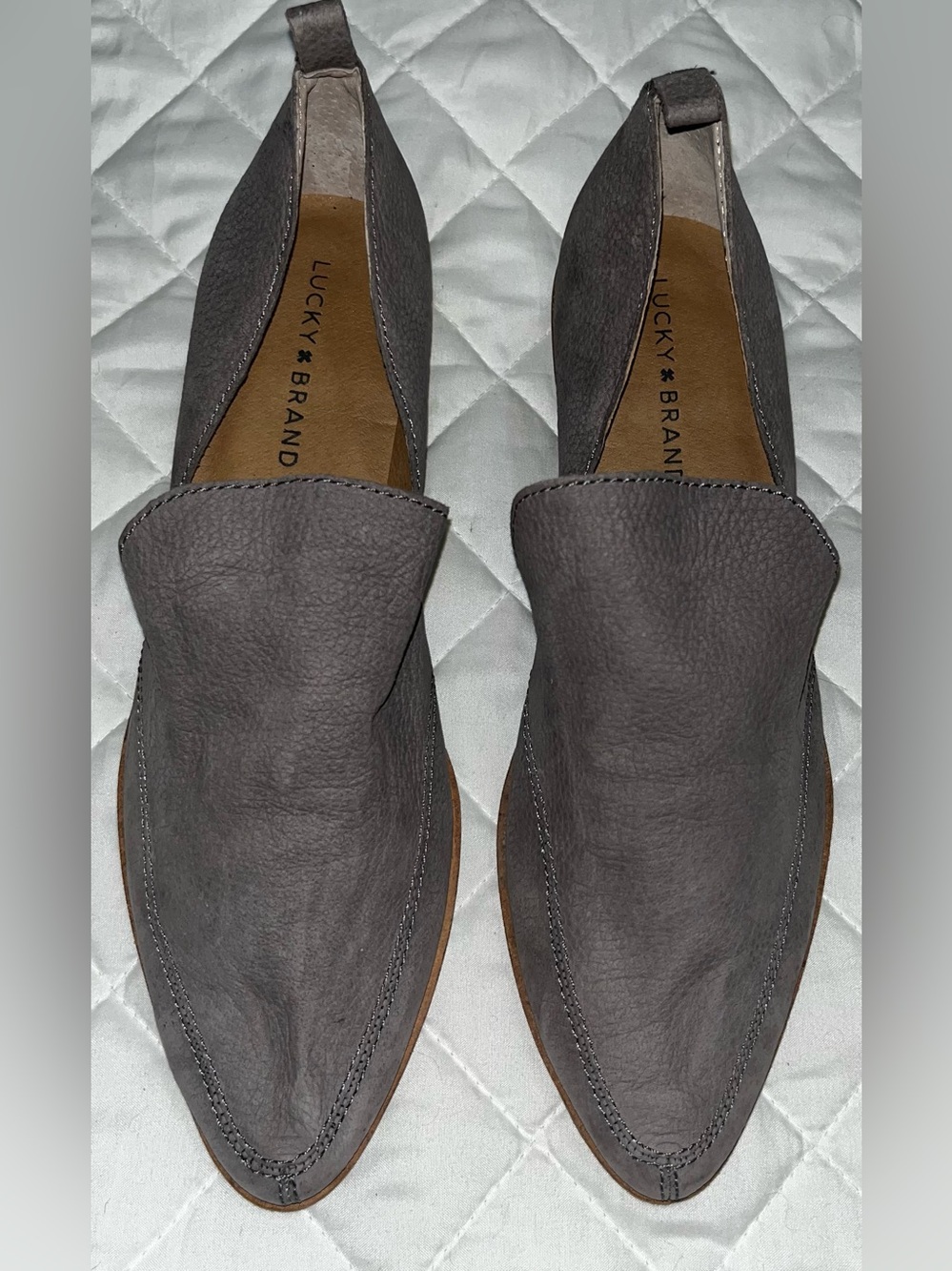 Lucky Brand Men's Slate Gray Leather Slip-On Loafers